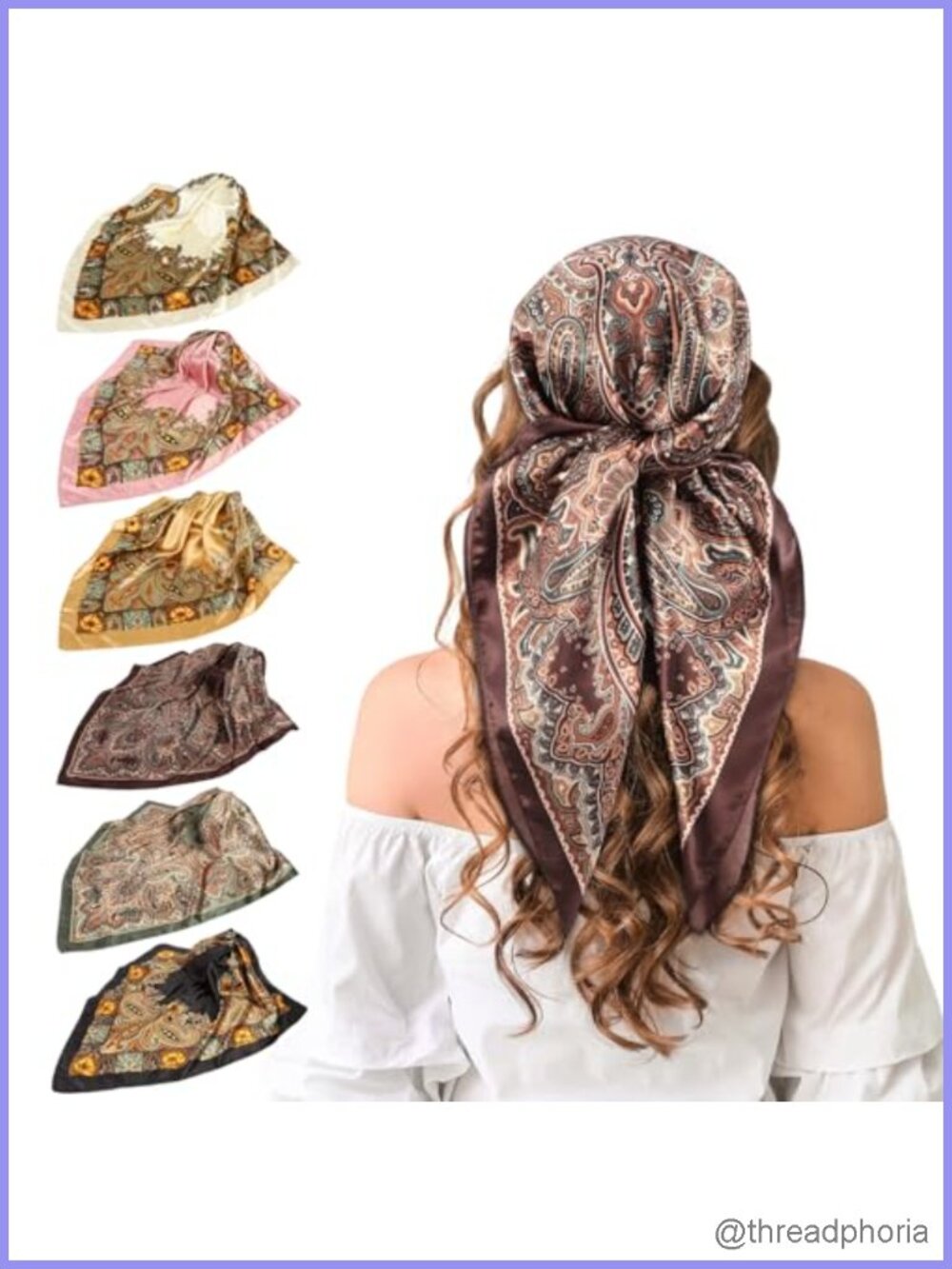 Large 35x35 Satin Scarf Square Wrap Silk Feel Multicolor